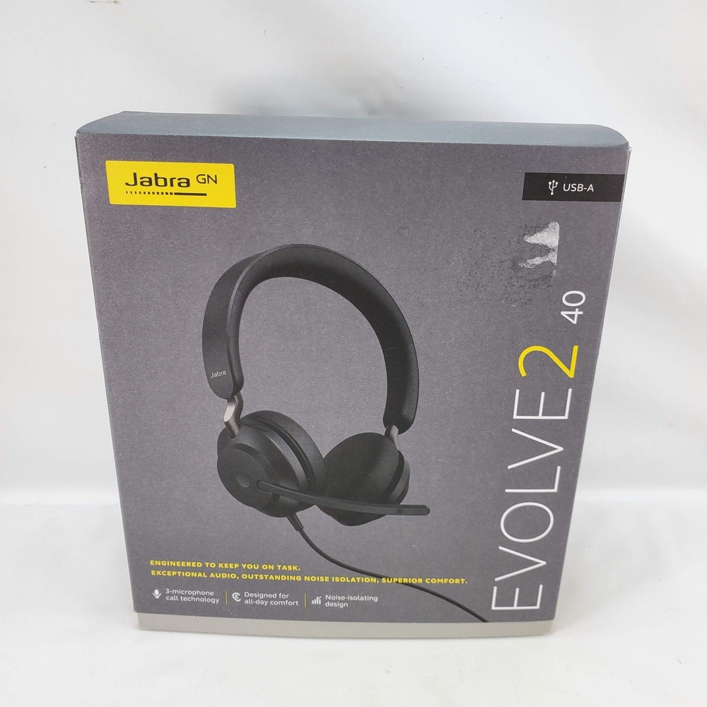 Jabra Evolve2 40 Wired UC Stereo Headset Black USB-A Noise-Isolating Headset